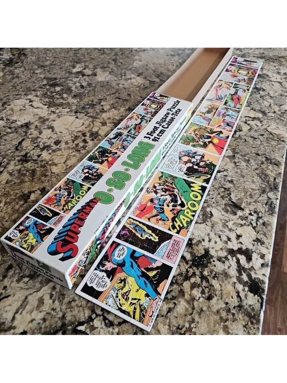 1978 Superman O-So-Long 72pcs 3 Foot Jigsaw Puzzle Rare! All Pieces! DC COMICS